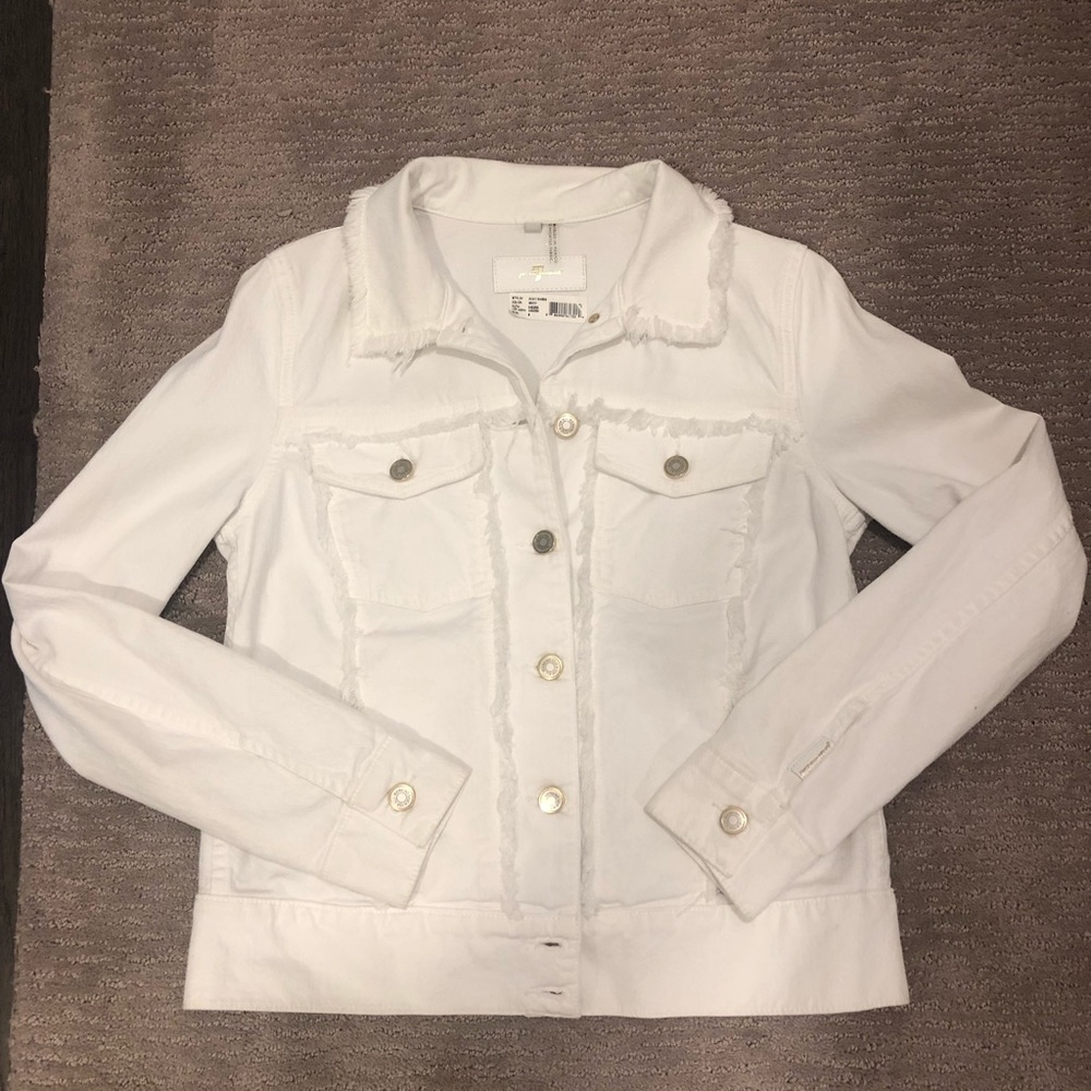 7 For All Mankind White Denim Jacket (Never Worn)